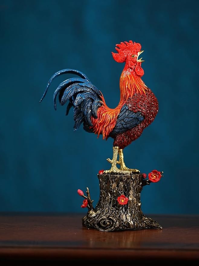Feng Shui Caishen Metal Rooster Statue & Figurine