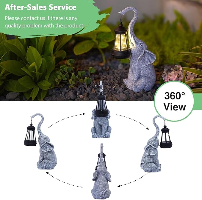 Goodeco Elephant Statue (11") for Garden Decor with Gift Appeal,